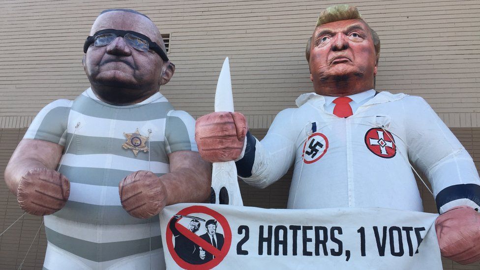 Inflatables protesting against Joe Arpaio and Donald Trump, Arizona, 22 Odctober 2016