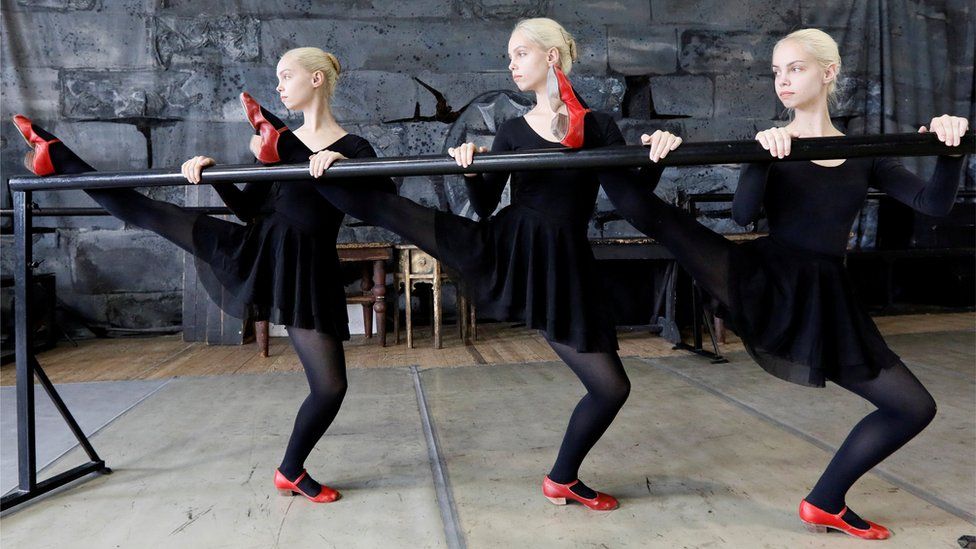 Triplet sisters Natalia, Irina and Tatiana Mironenko