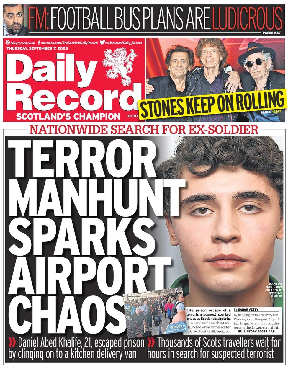 Distribution De Prison Break: Extras Scotland's papers: Airport chaos amid manhunt and Eljamel inquiry - BBC News