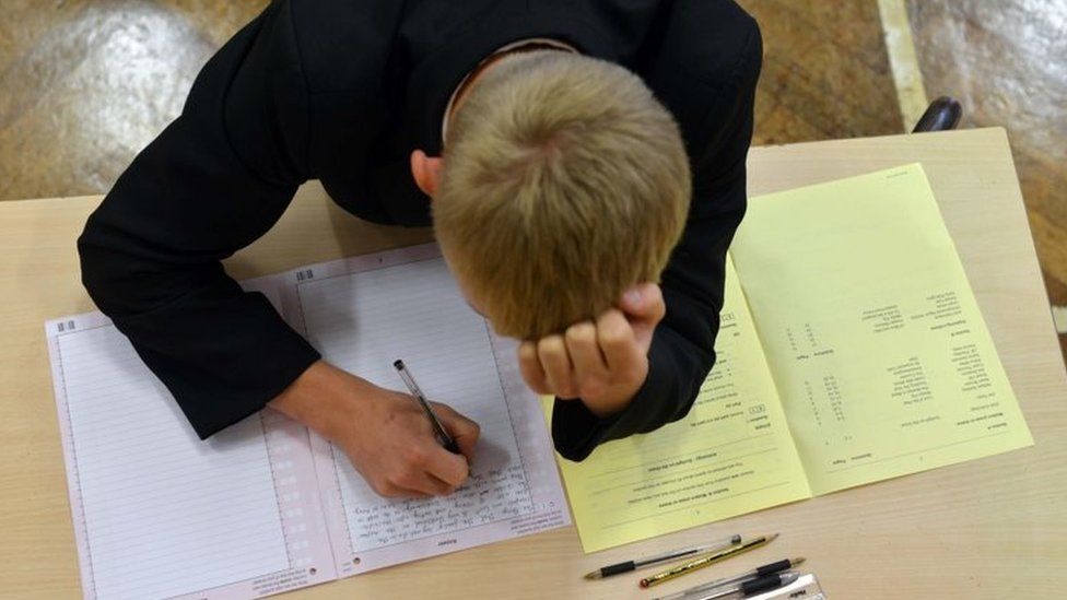 Student taking an exam