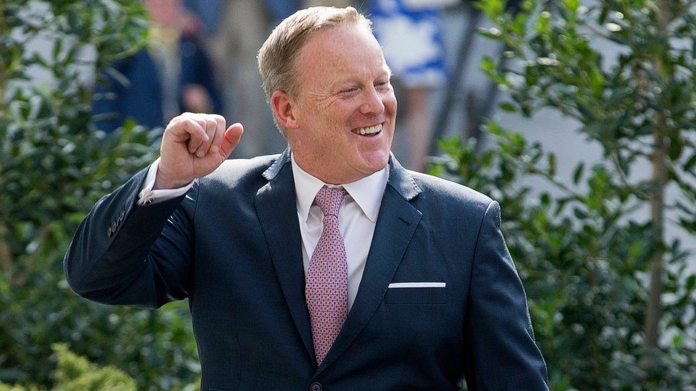 Sean Spicer outside the White House on Friday