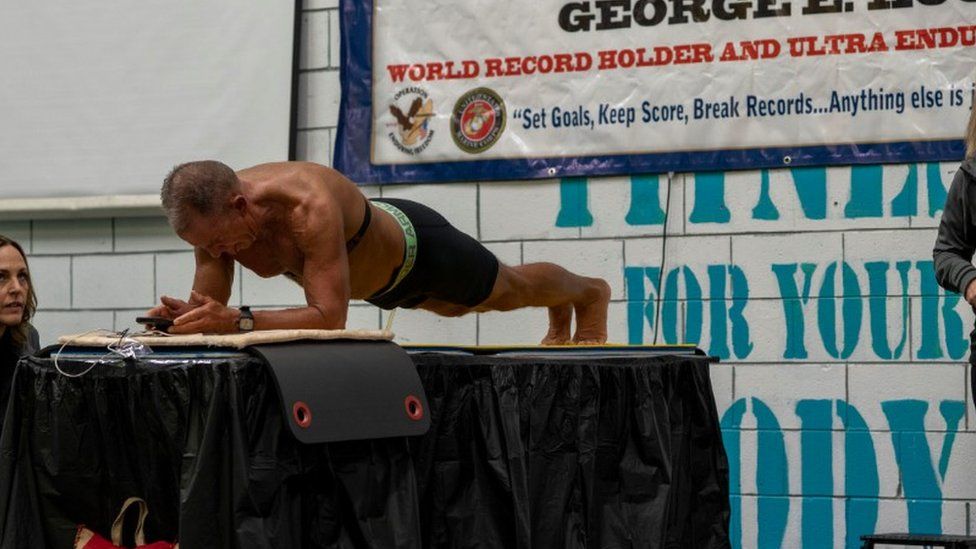 Hood during the plank world record attempt