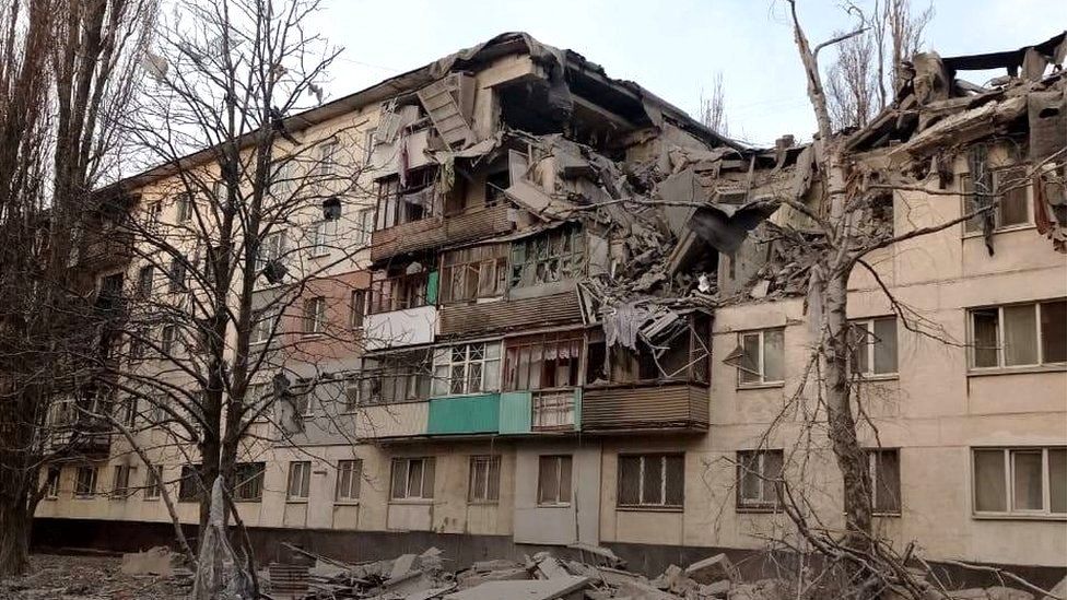 Residential buildings in Lysychansk have been damaged by Russian shelling