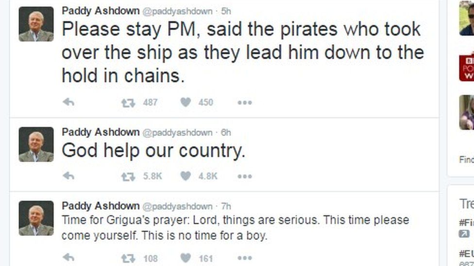 Paddy Ashdown tweet