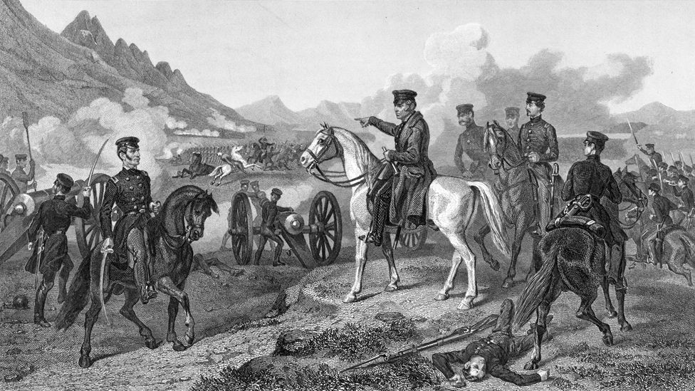 American army general Zachary Taylor (1784 - 1850), directing his troops at the Battle of Buena Vista in Northern Mexico during the Mexican-American war.