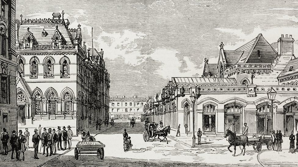 Drawing of the old railway station