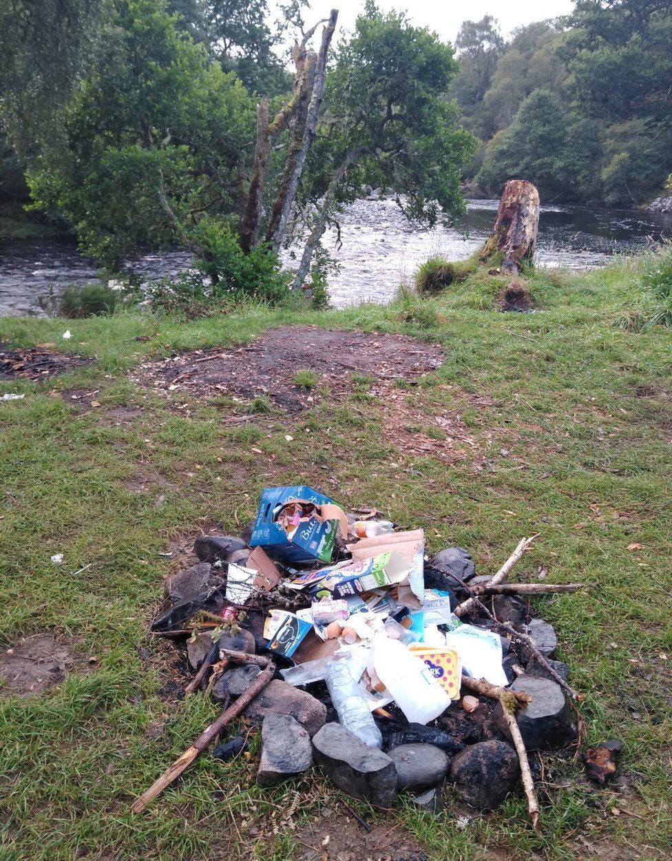 Mess left on River Ness