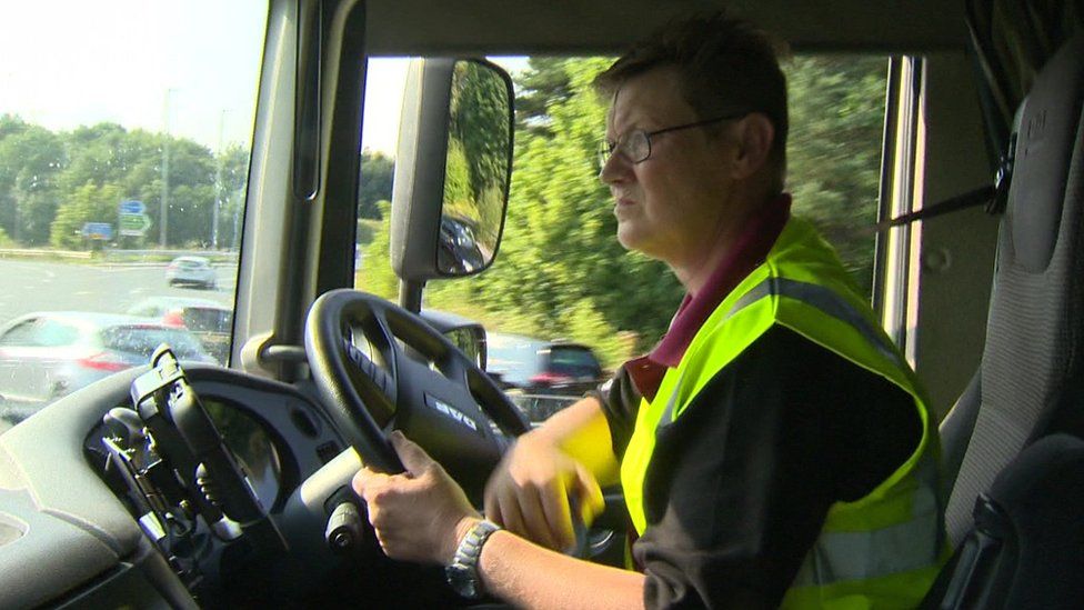 Woman driving lorry