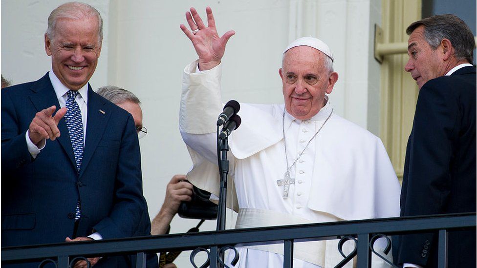 Biden was among the US leaders to meet the Pope when he visited the US in 2015