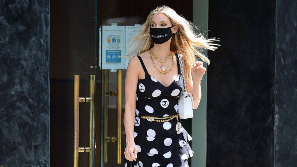 Joy Corrigan wearing a mask while shopping in Los Angeles in April of this year