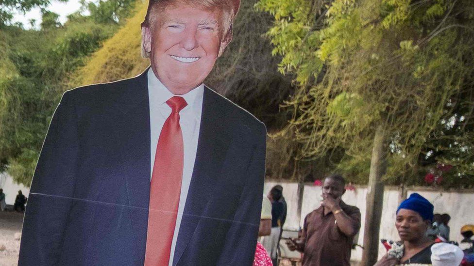 A cut out of Donald Trump in Tanzania