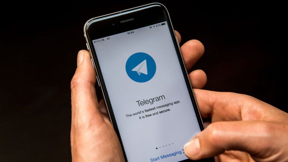 Telegram messaging app on smartphone