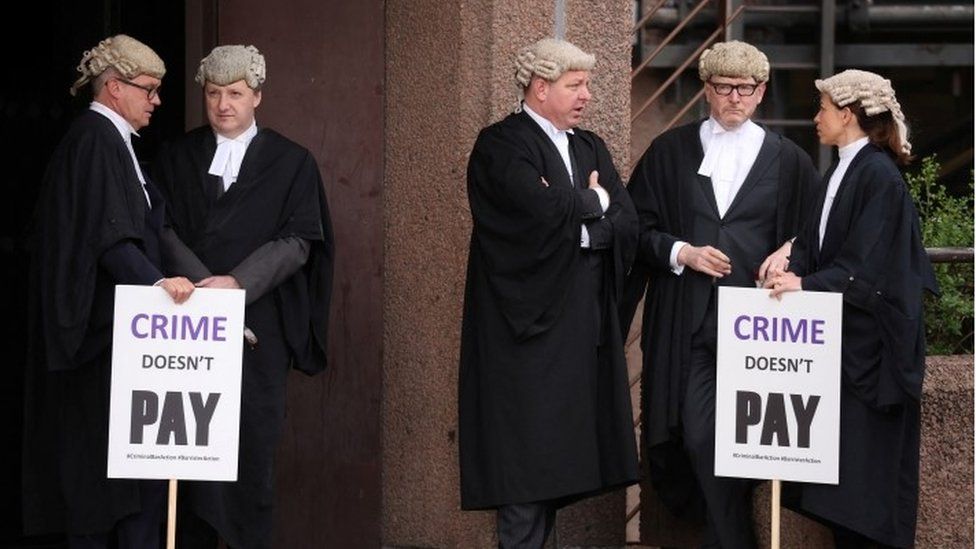 Barristers protesting outside Liverpool Crown Court
