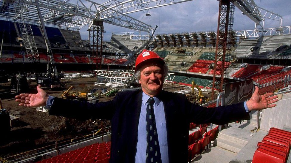 Glanmor Griffiths during construction of the Millennium Stadium