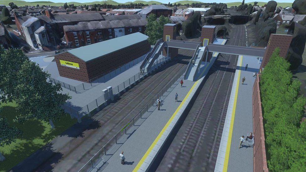 A digital image of how the new Golborne station could look