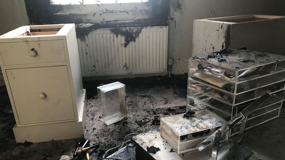 Bedroom after fire