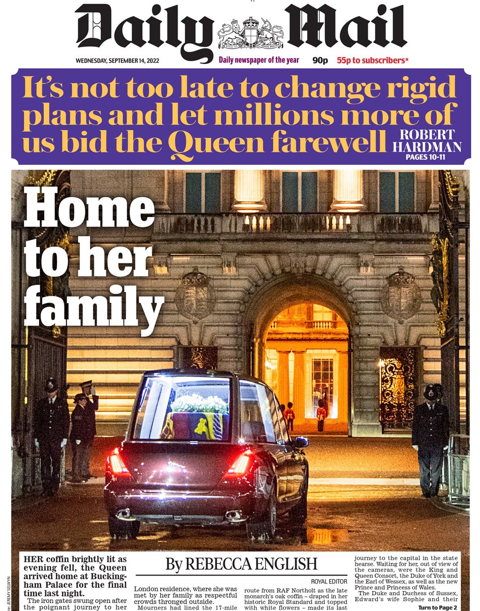 Daily Mail jornais britânicos morte rainha Elizabeth cortejo Londres Reino Unido 