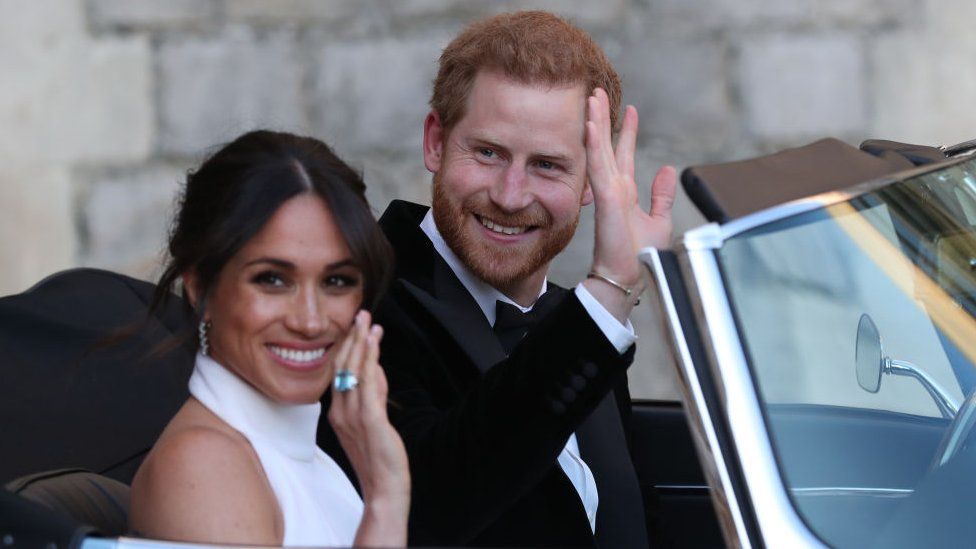 The Duke and Duchess of Sussex leaving for their wedding reception