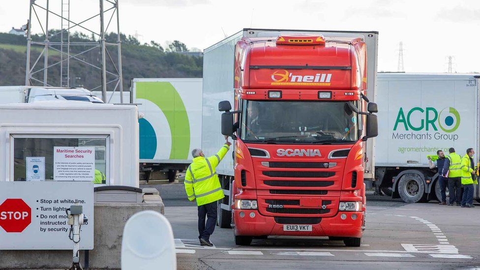 Lorry at a port in Northern Ireland