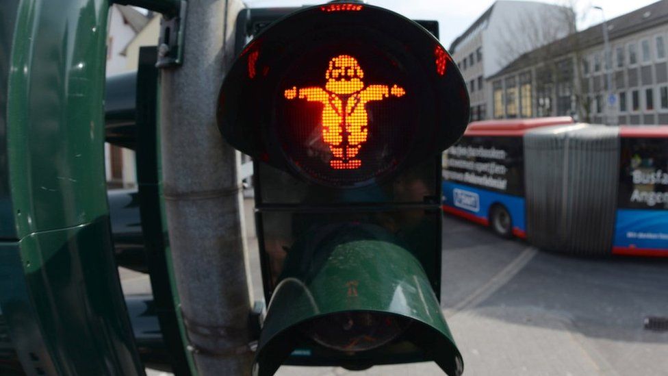 Karl Marx traffic light in Trier, Germany