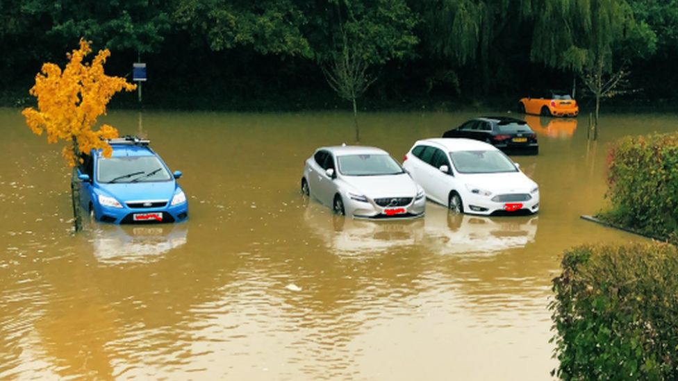 Cars in water