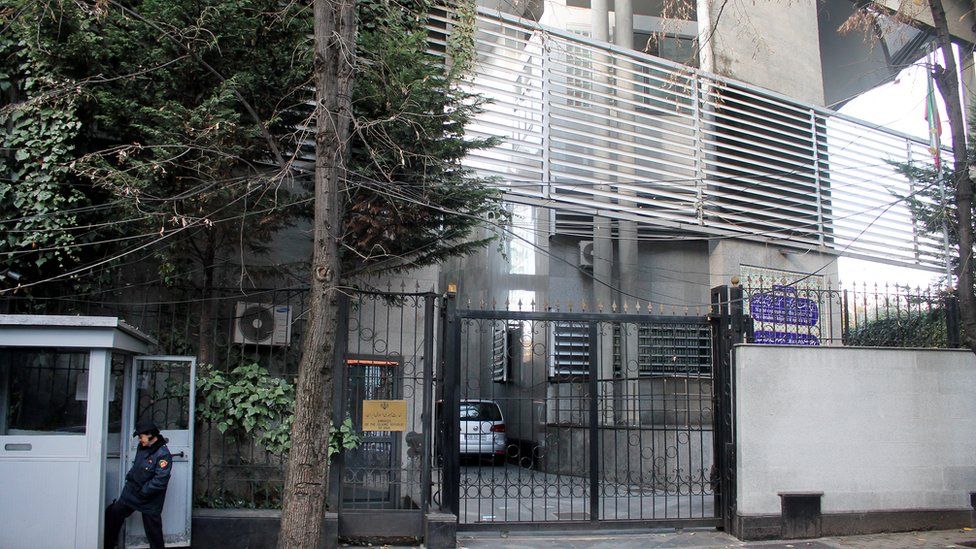 A general view of Iran"s Embassy premises in Tirana, Albania, 20 December 2018