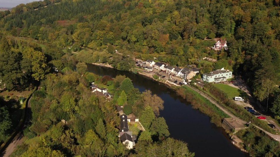 The River Wye shot taken from a drone