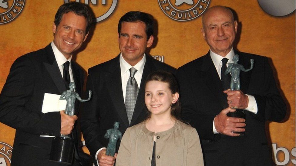 Little Miss Sunshine stars Greg Kinnear, Steve Carell, Alan Arkin and Abigail Breslin at the Screen Actors Guild Awards in 2007