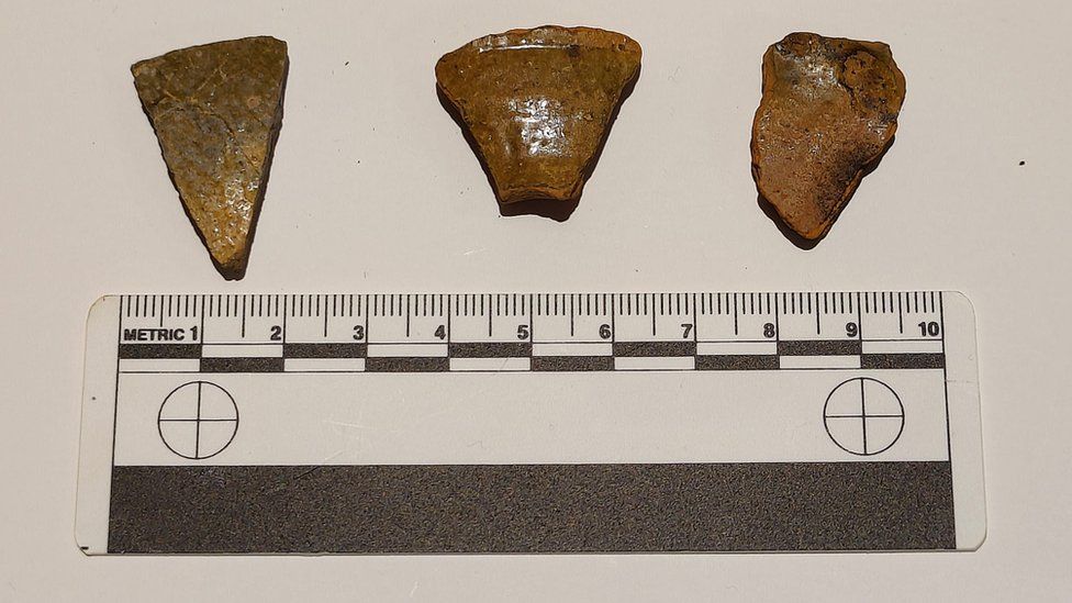 Fragments of pottery found at the site earlier in the year