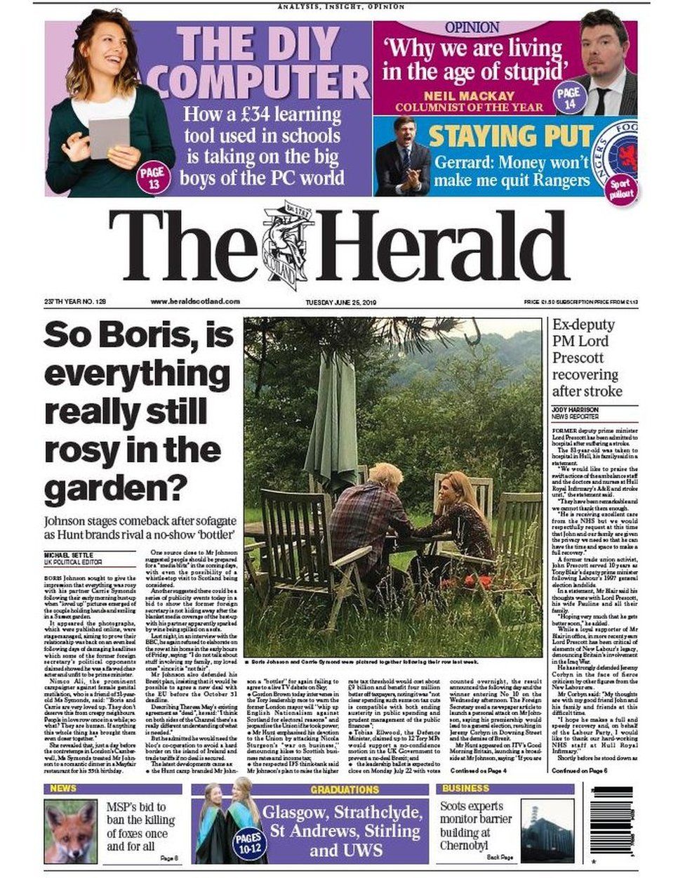 Scotland's papers: Banning the bigots and Boris' comeback - BBC News