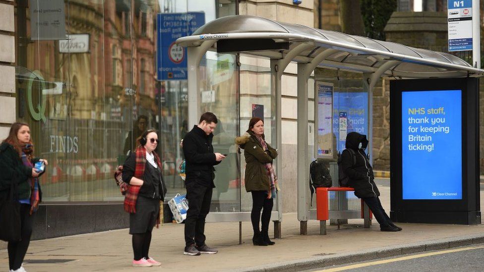 Bus stop in Leeds city centre