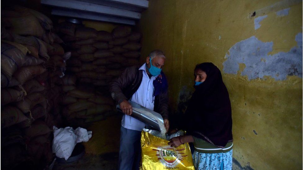 A view of a Delhi government ration shop, at Khichripur, on January 16, 2022 in New Delhi, India.