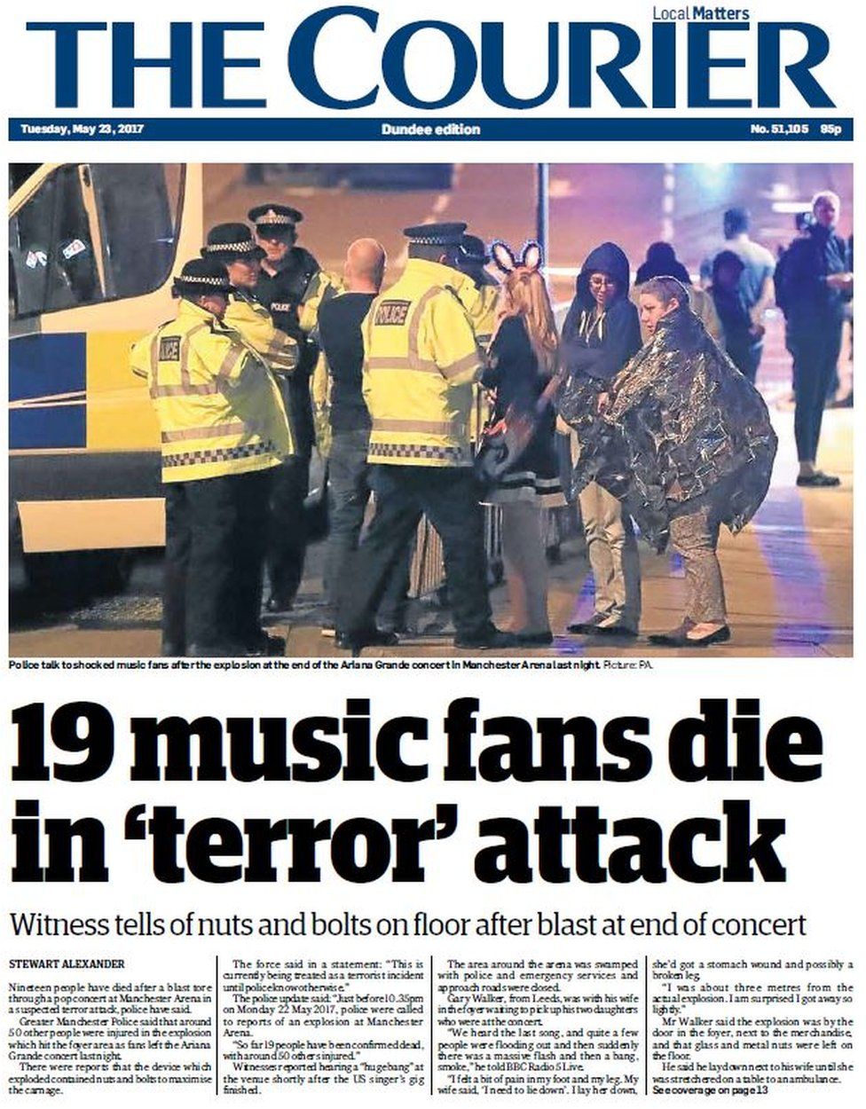 Scotland's papers Concert 'carnage' in Manchester BBC News
