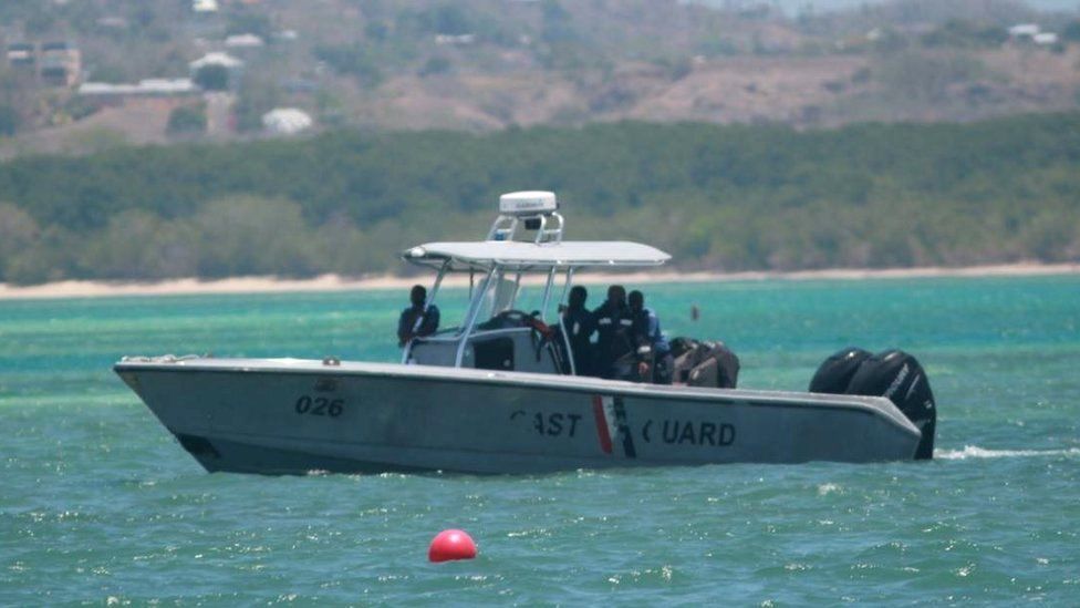 A Trinidad and Tobago coast guard boat patrolling the waters