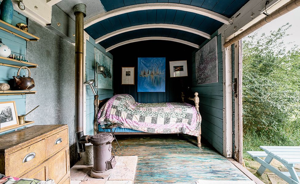 The shepherd's hut on Walnut Tree Farm in Mellis, near Eye, Suffolk