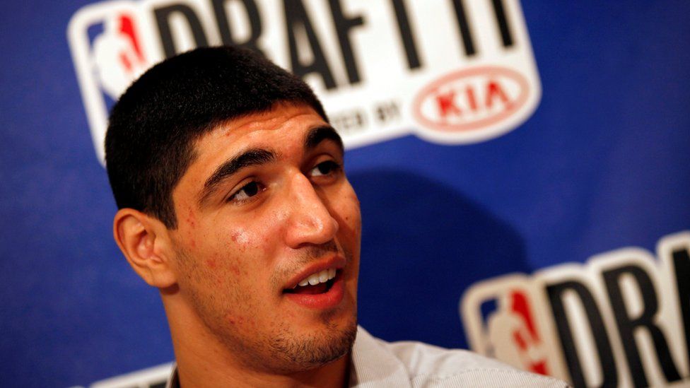 Enes Kanter of Turkey speaks to reporters at a media availability session ahead of the 2011 NBA Draft