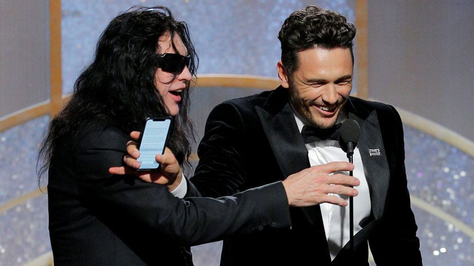 James Franco with Tommy Wiseau at the Golden Globes