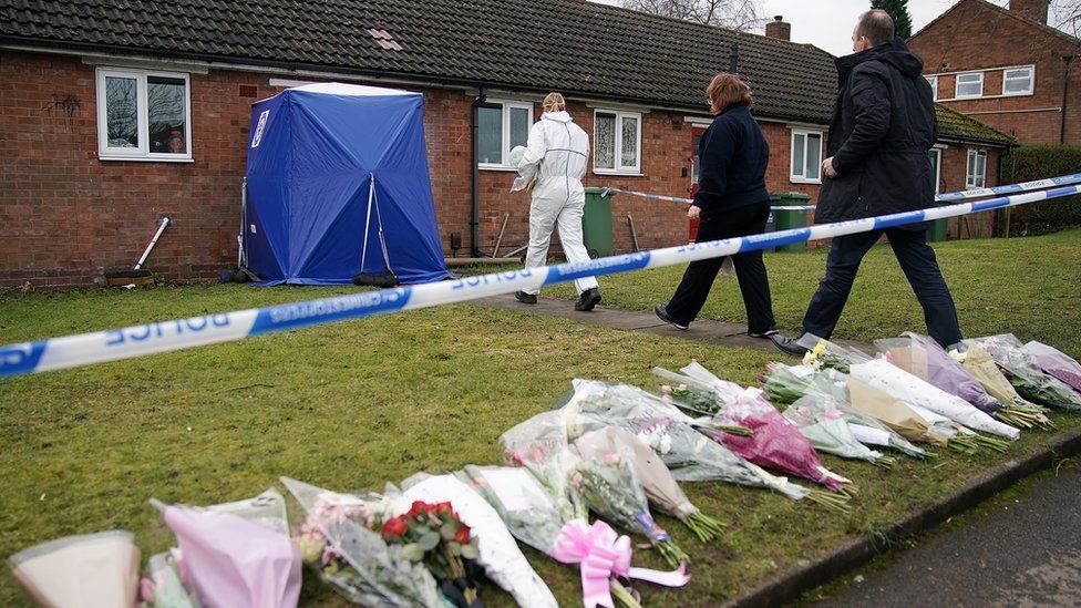 Tributes left outside the house where Mylee was found