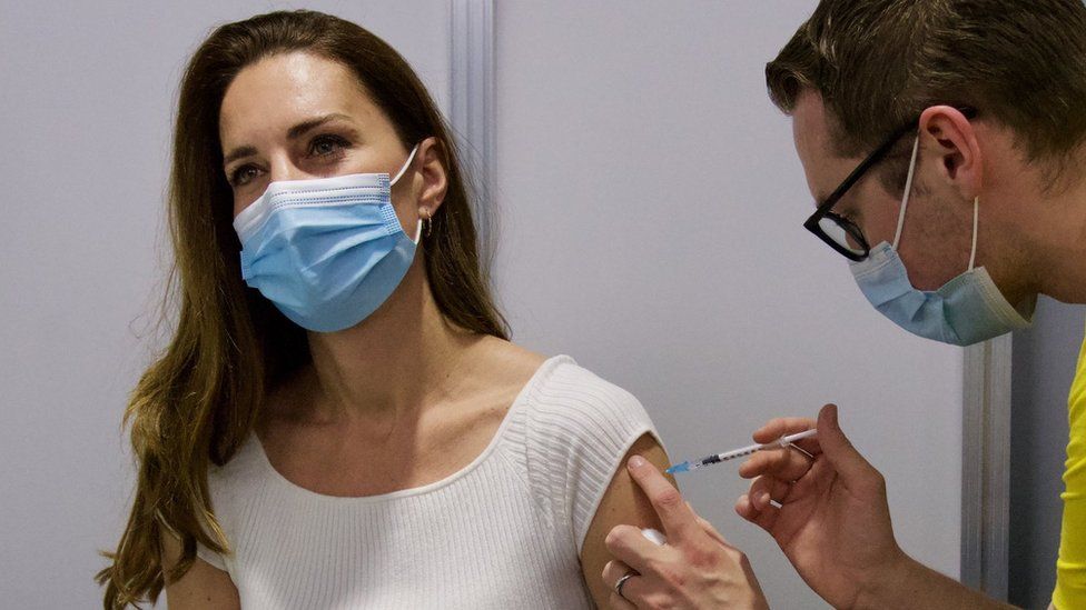 The Duchess of Cambridge getting the first dose of a coronavirus vaccine