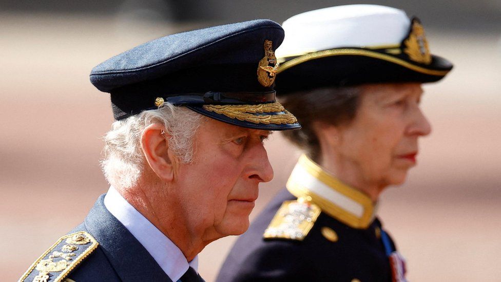 King Charles alongside Princess Anne
