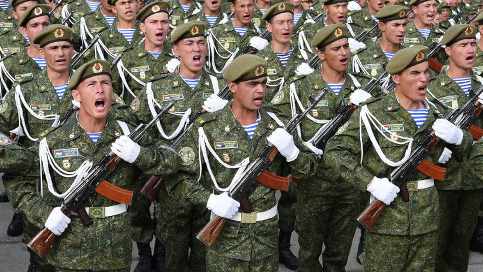 Tajik troops on parade