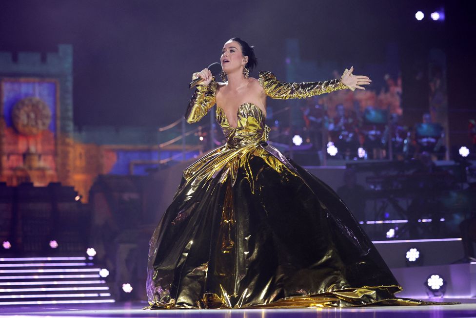 Katy Perry performs on stage during the Coronation Concert on May 07, 2023