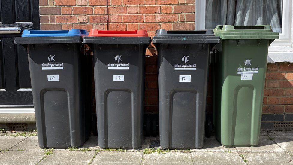 Four wheelie bins in Milton Keynes