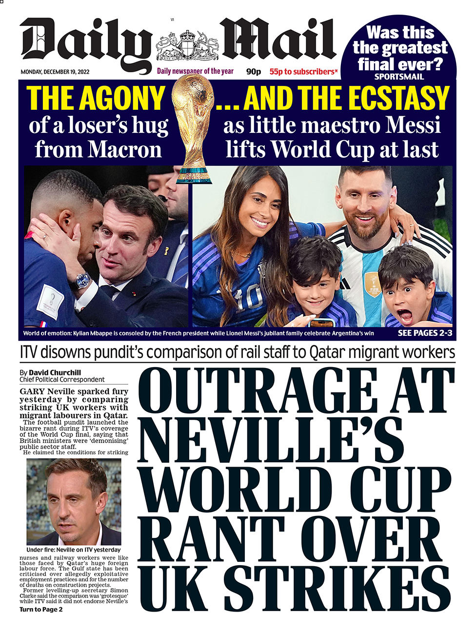 Daily Mail Front Page 18/12