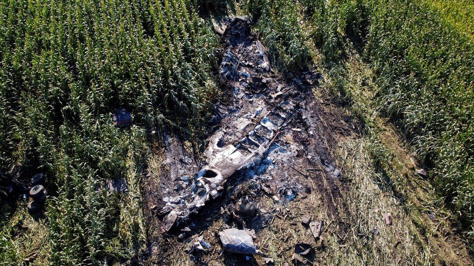The crashed plane in northern Greece