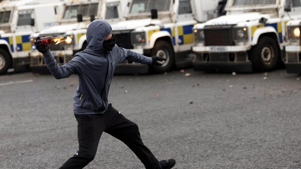 Riots in west Belfast on 8/04/21