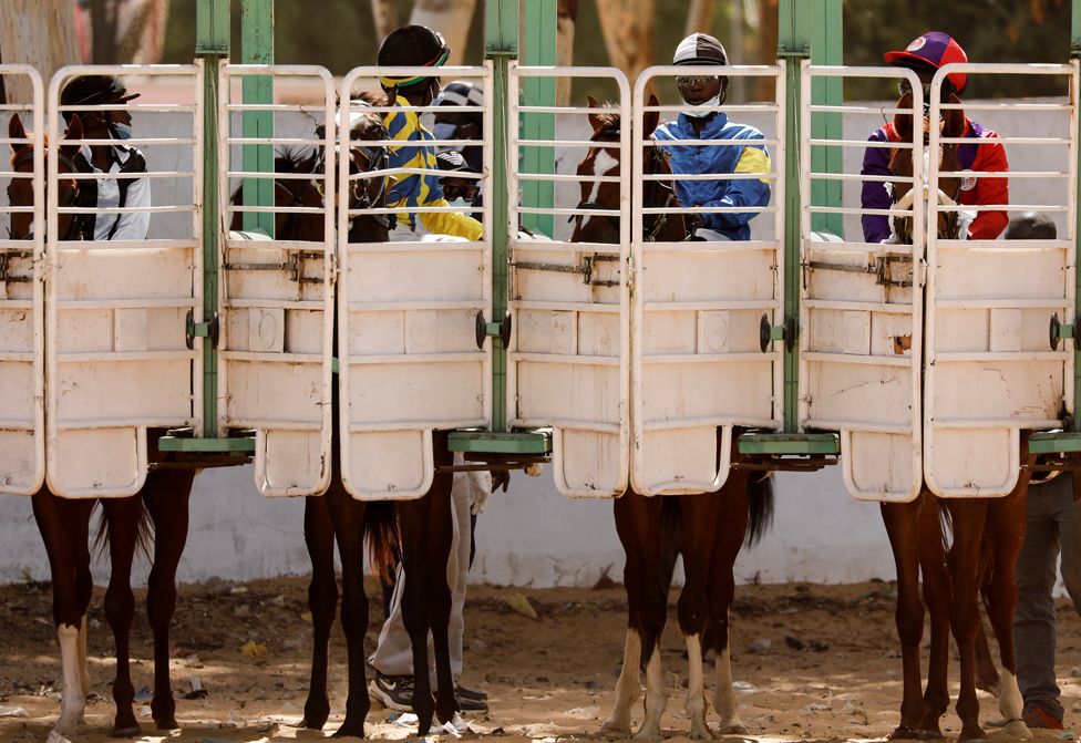 Fallou Diop competes at a race in Thies, Senegal, 7 Feburary 2021