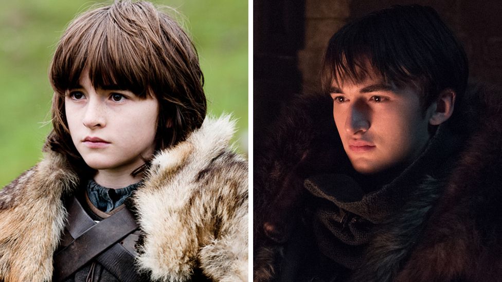 Bran Stark in season one and season eight