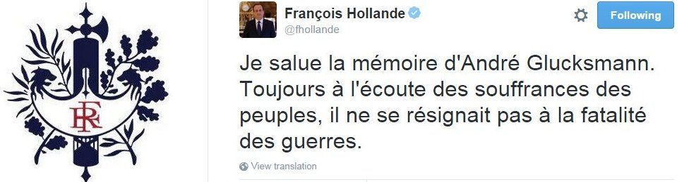 Tweet by Francois Hollande