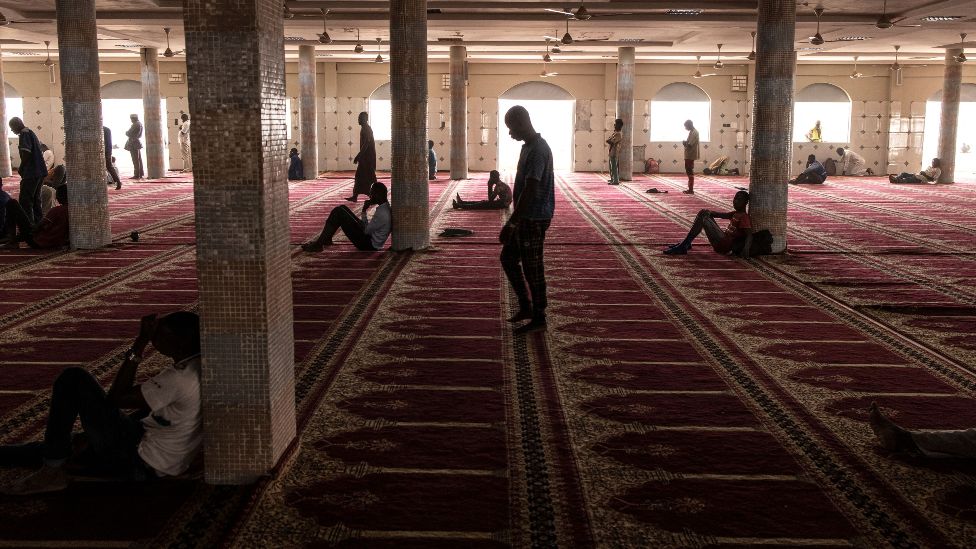 Worshippers at a mosque in Ouagadougou, Burkina Faso - Friday 28 January 2022